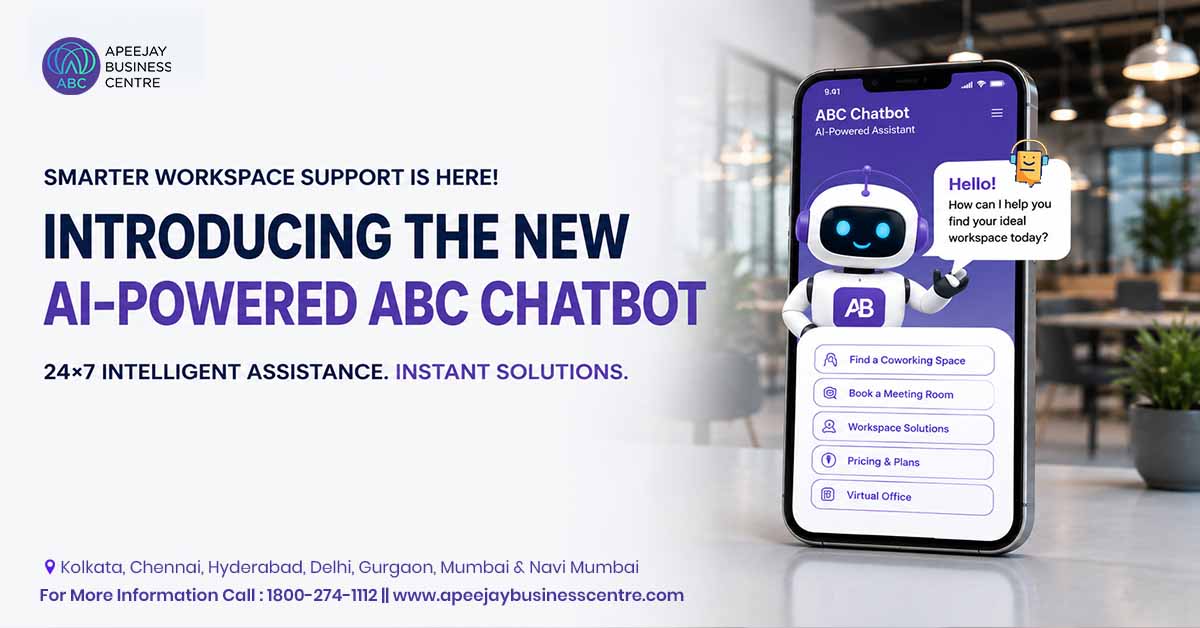 Smarter Workspace Support is Here::Introducing the New AI-Powered Chatbot at Apeejay Business Centre
